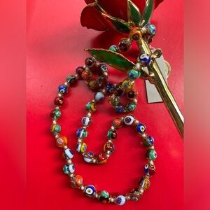 Vintage Italian Necklace,Hand Made Venetian Glass,Size 12”
